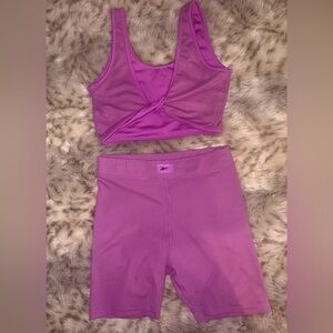 Reebok Rib Bra + Bike Short Set (S) - Cosmic Purple - Brand New